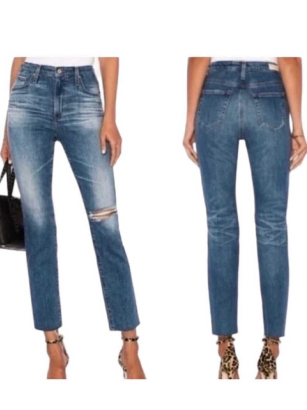 NWT AG Adriano Goldschmied Isabelle High Rise Straight Crop Jeans Size 29.